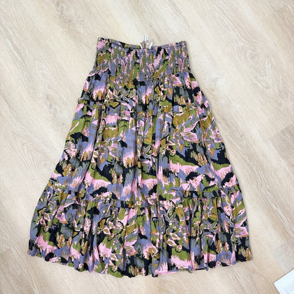 Women’s Cleobella Smocked Waist Tiered MIDI Skirt Size Small S